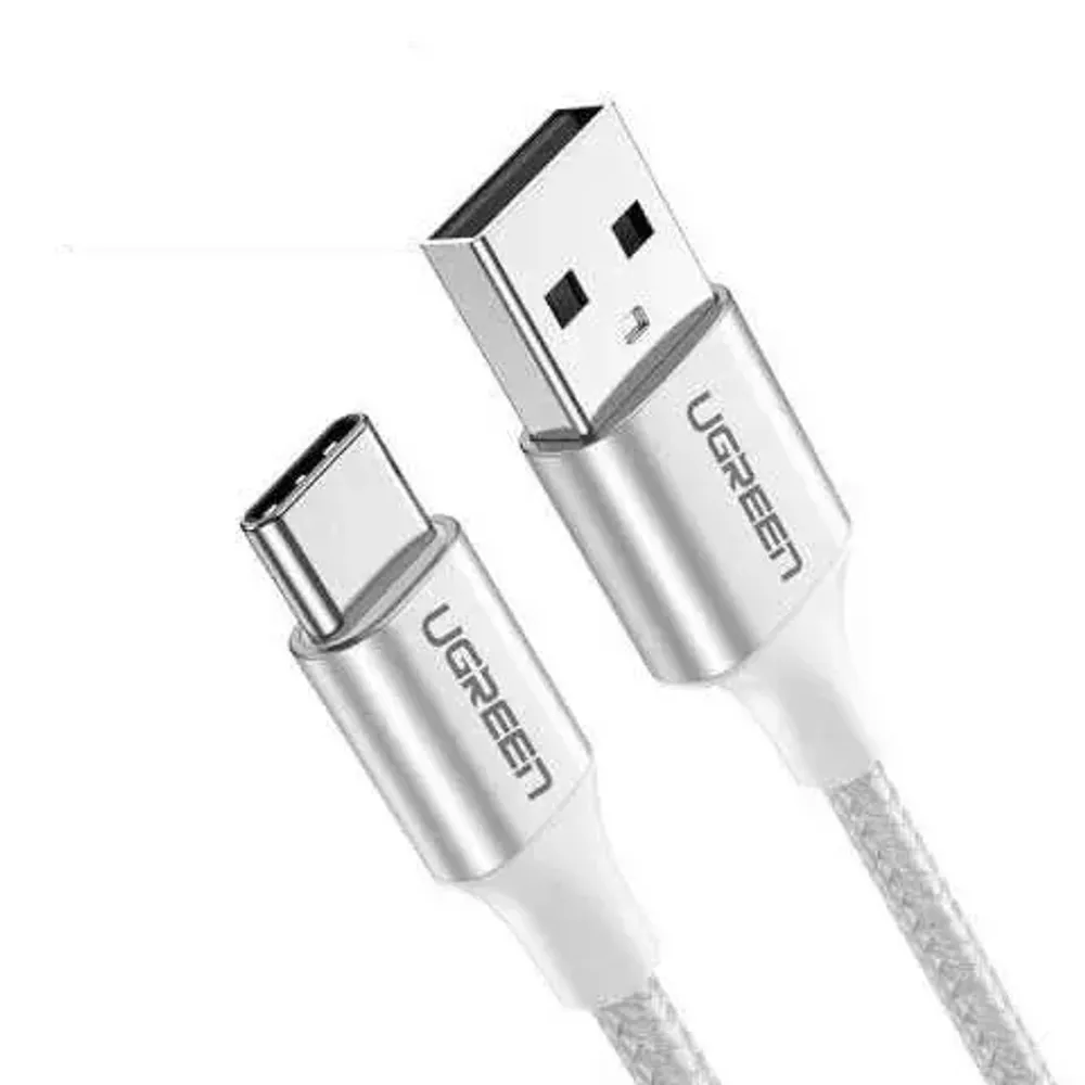 Кабель UGREEN US288 USB-A 2.0 to USB-C Cable Nickel Plating Aluminum Braid 1m (White)