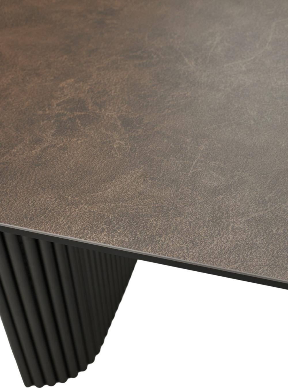 Стол RAGNAR 180 1697 Коричневая кожа,Торцевая раскладка, керамика / Темно-серый каркас, ®DISAUR