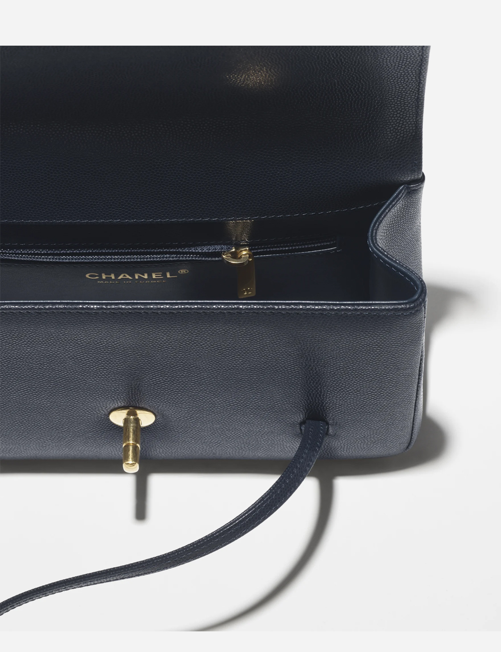Сумка Chanel Small Flap Bag Grained Shiny Calfskin & Gold-Tone Metal "Dark Blue"