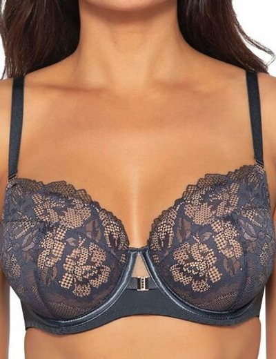 Стильный бюстгальтер на косточках с кружевом (Размер: 105B) (Цвет: серый)