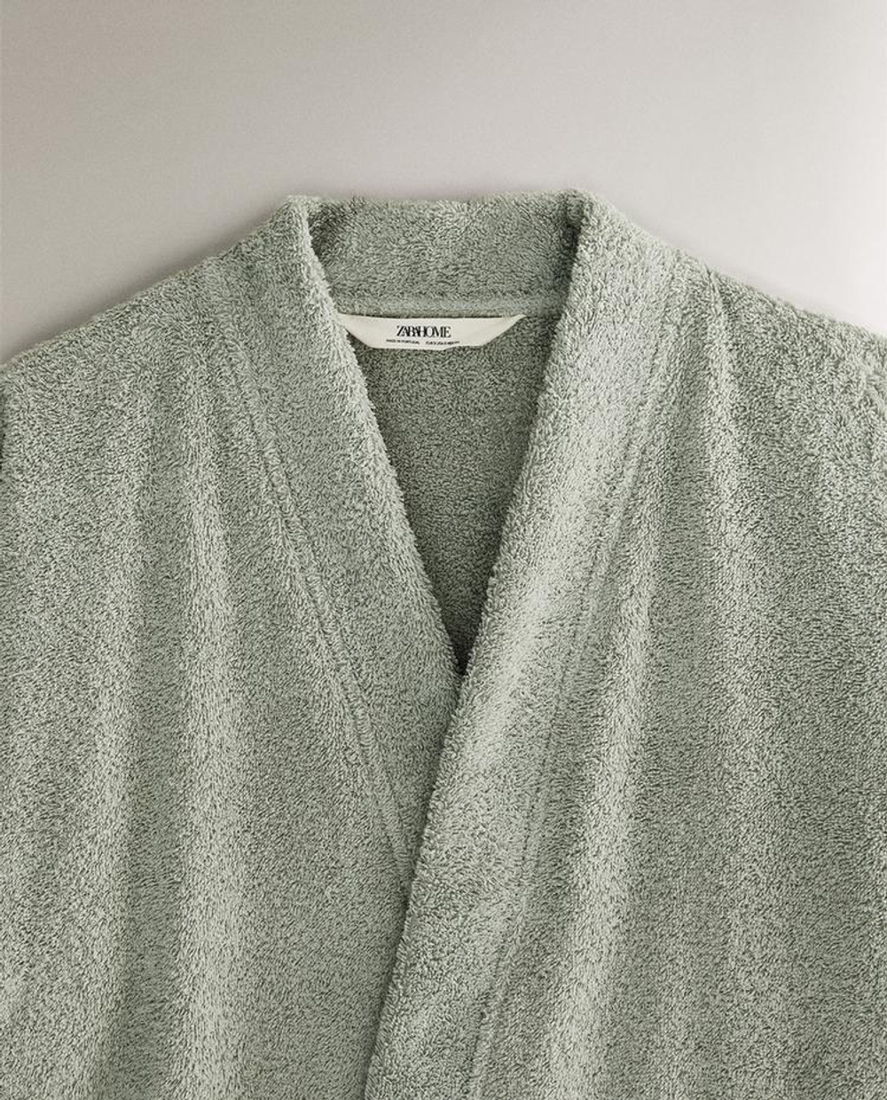 ZARA HOME ХЛОПКОВЫЙ ХАЛАТ, СВЕТЛО-ЗЕЛЕНЫЙ