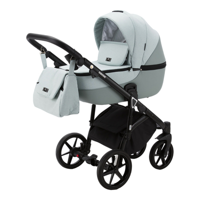 Детская универсальная коляска Adamex BIBIONE TIP PS-25 (3в1) Серо-зеленый, серо-зеленая экокожа