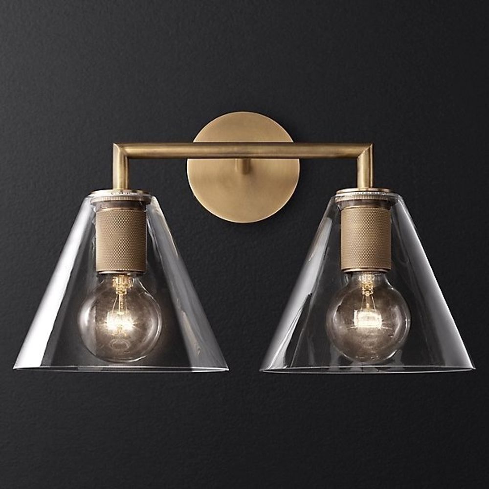 Бра Rh Utilitaire Funnel Shade Double Sconce Brass By Imperiumloft
