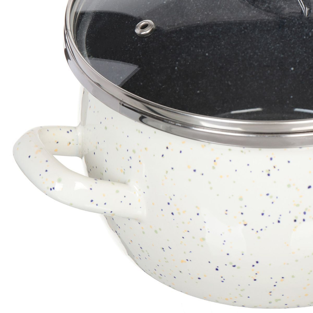 Кастрюля сталь, эмал, 1.5 л, с крыш, Сантэкс, Гранит цветной, 1-2415111, индукц