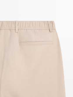 Massimo Dutti Хлопковые льняные брюки-джоггеры, бежевый