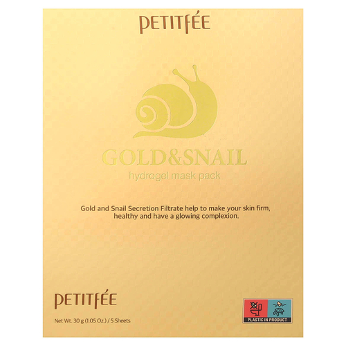 Petitfee, гидрогелевая маска с золотом и слизью улитки, 5 шт. по 30 г (1,05 унции)