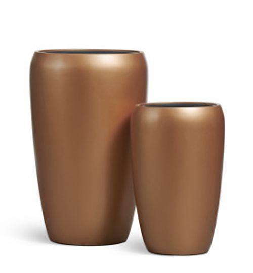 Кашпо TREEZ Effectory - Metal - Высокий округлый конус - Лаковое тёмное золото