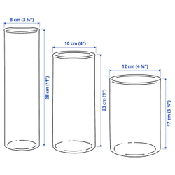 IKEA CYLINDER  (ИКЕА СЙЛИНДЕР)  -  Ваза, 3 штуки, прозрачное стекло