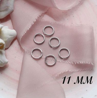 Колечки 1,2*11 мм соединительные родиевые 10 штук, СК014