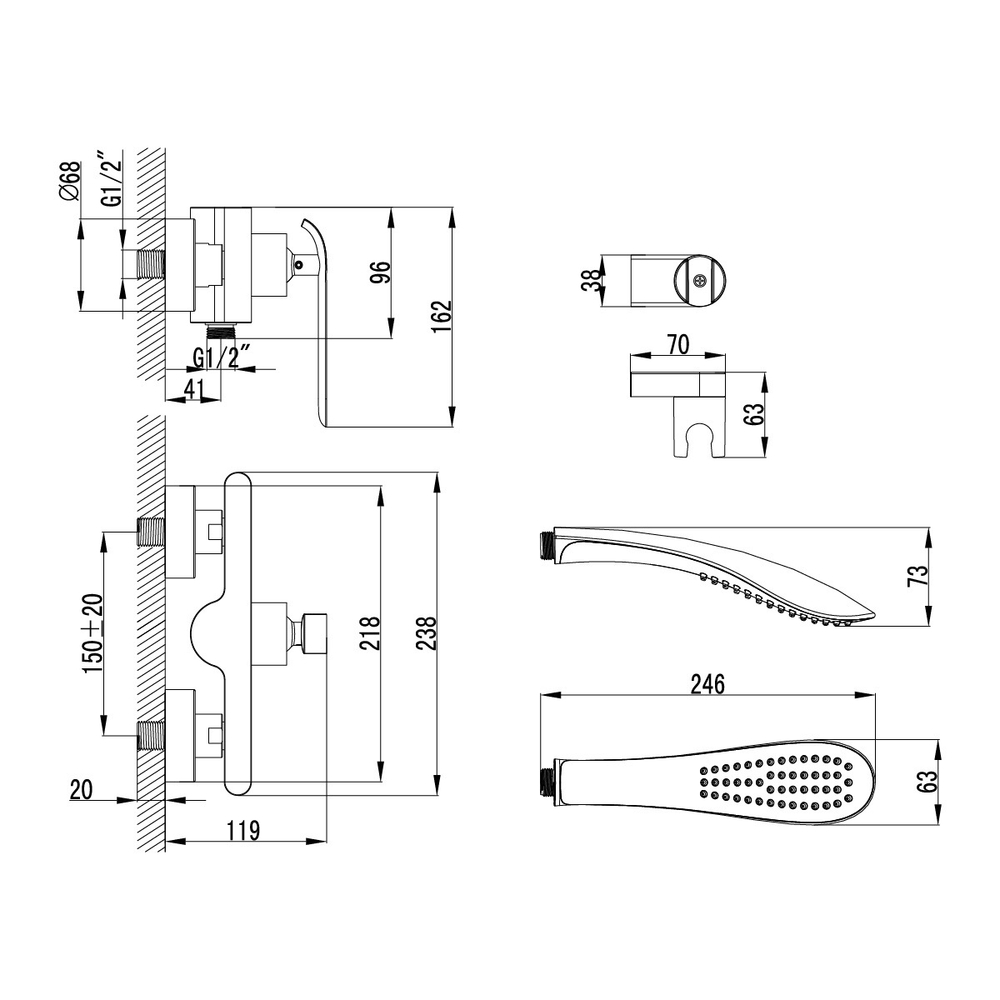 Смеситель Lemark Melange LM4903CW для душа