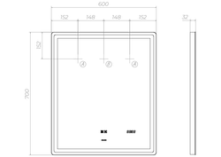 Зеркало Vigo Geometry Luxe 600 (600х700х32 мм) сенсорное с подсветкой (z.GEO.60.Luxe)