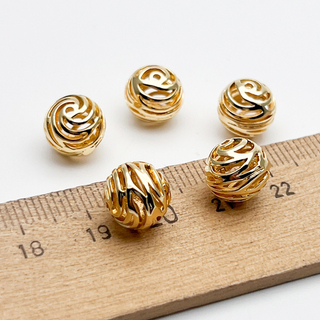 Бусина Шар полосы, цвет золото, размер 9,5*10 мм, цена за 1 шт