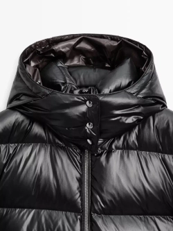 Massimo Dutti Стеганая куртка с водоотталкивающей пропиткой, черный