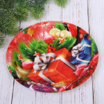 Поднос пластиковый «Новогодние подарки» 22см