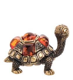 Народные промыслы AM-3222 Фигурка «Черепаха» (латунь, янтарь)