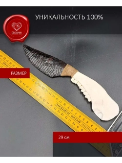 Обсидиановый клинок с челюстью барашка 29 см (под заказ)