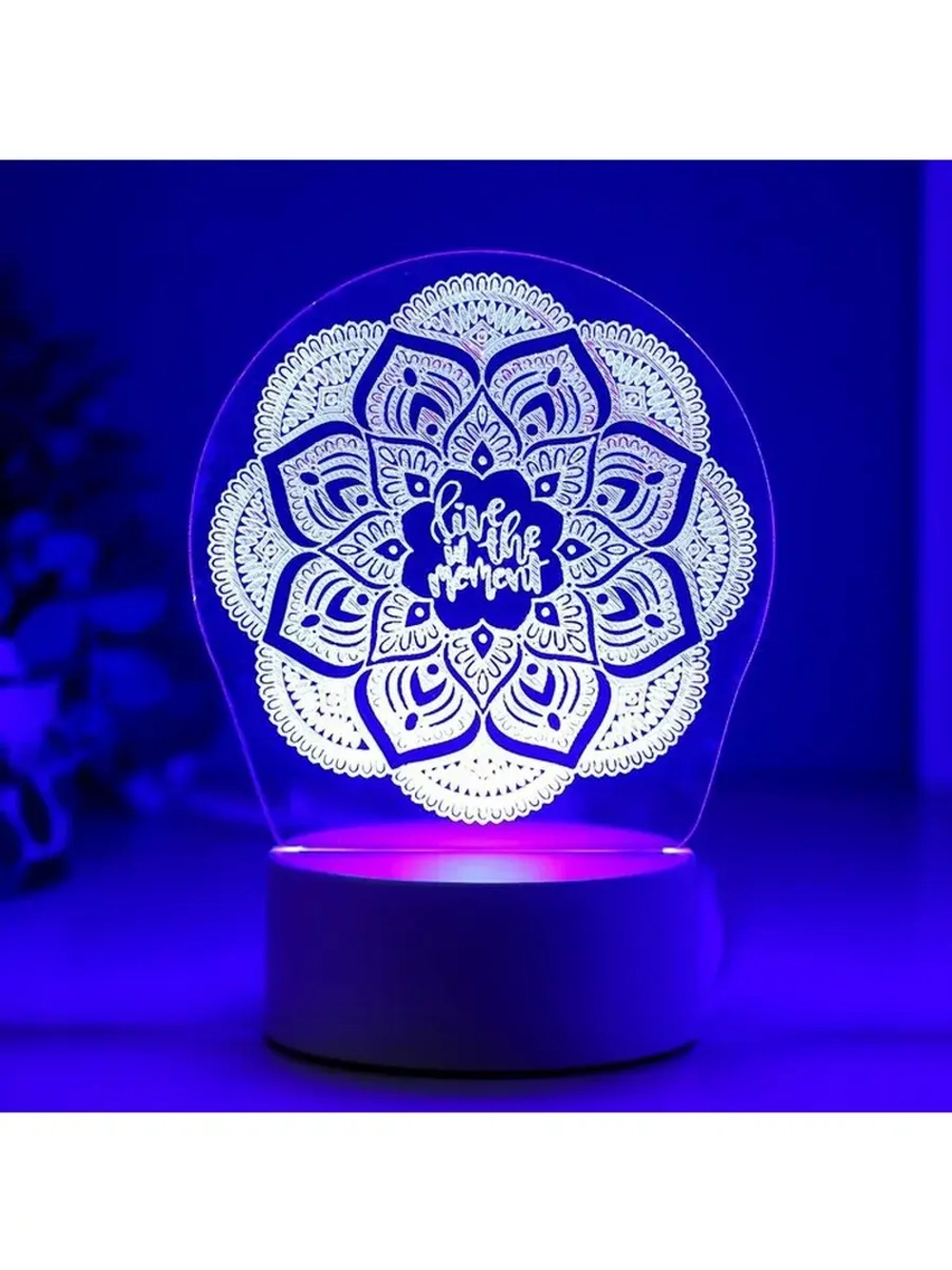 Светильник 3D ночник RISALUX «Узор», LED RGB, от сети, 9.5×1