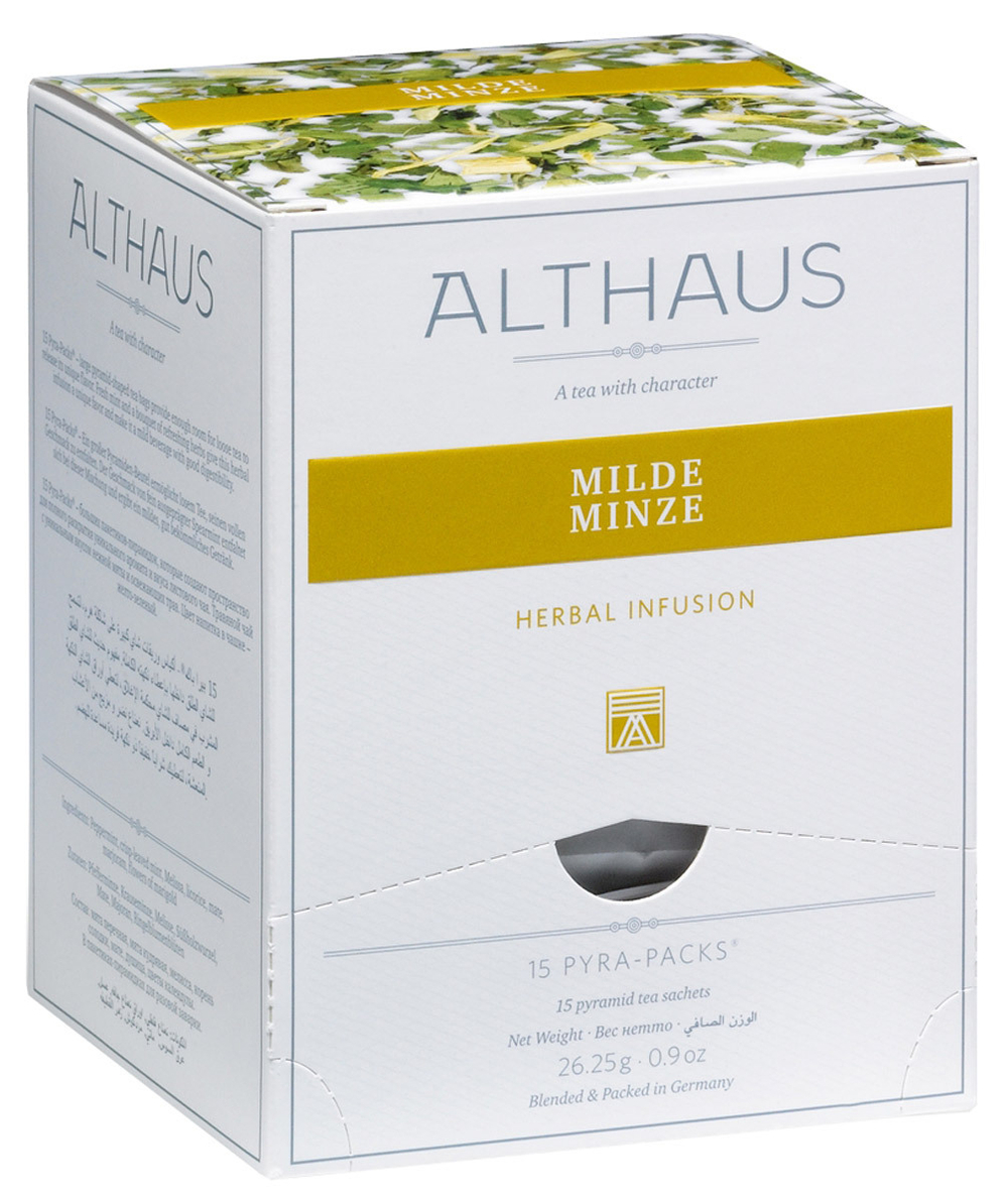 Чайный напиток травяной Althaus Milde Minze / Smooth Mint Pyra Pack в пирамидках, 15 шт