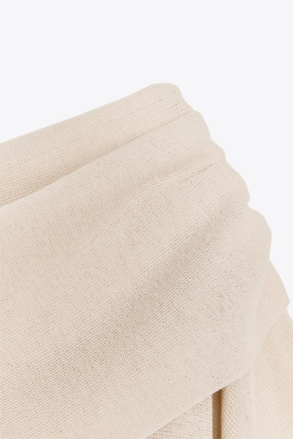 ZARA ОДНОТОННЫЙ ТРИКОТАЖНЫЙ ТОП-НАКИДКА, ПЕСОЧНЫЙ