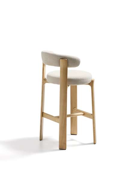 Барный стул Granite 75 см, бежевый шенилл, массив ясеня в натуральном цвете