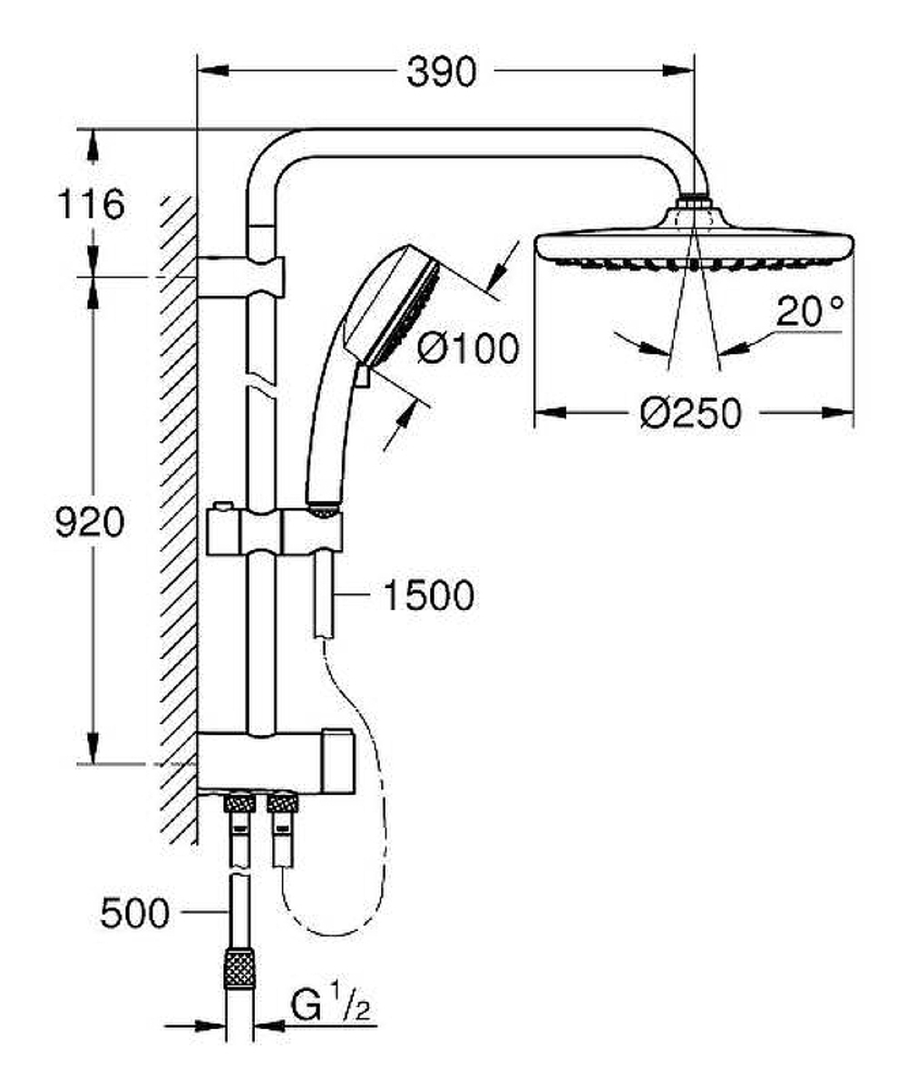 Душевая система Grohe Tempesta Cosmopolitan 26675000 Хром