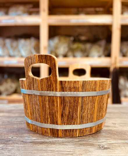 Шайка дубовая "Старая Русь", с нерж. вставкой, 10 л. ДЛТ-9/