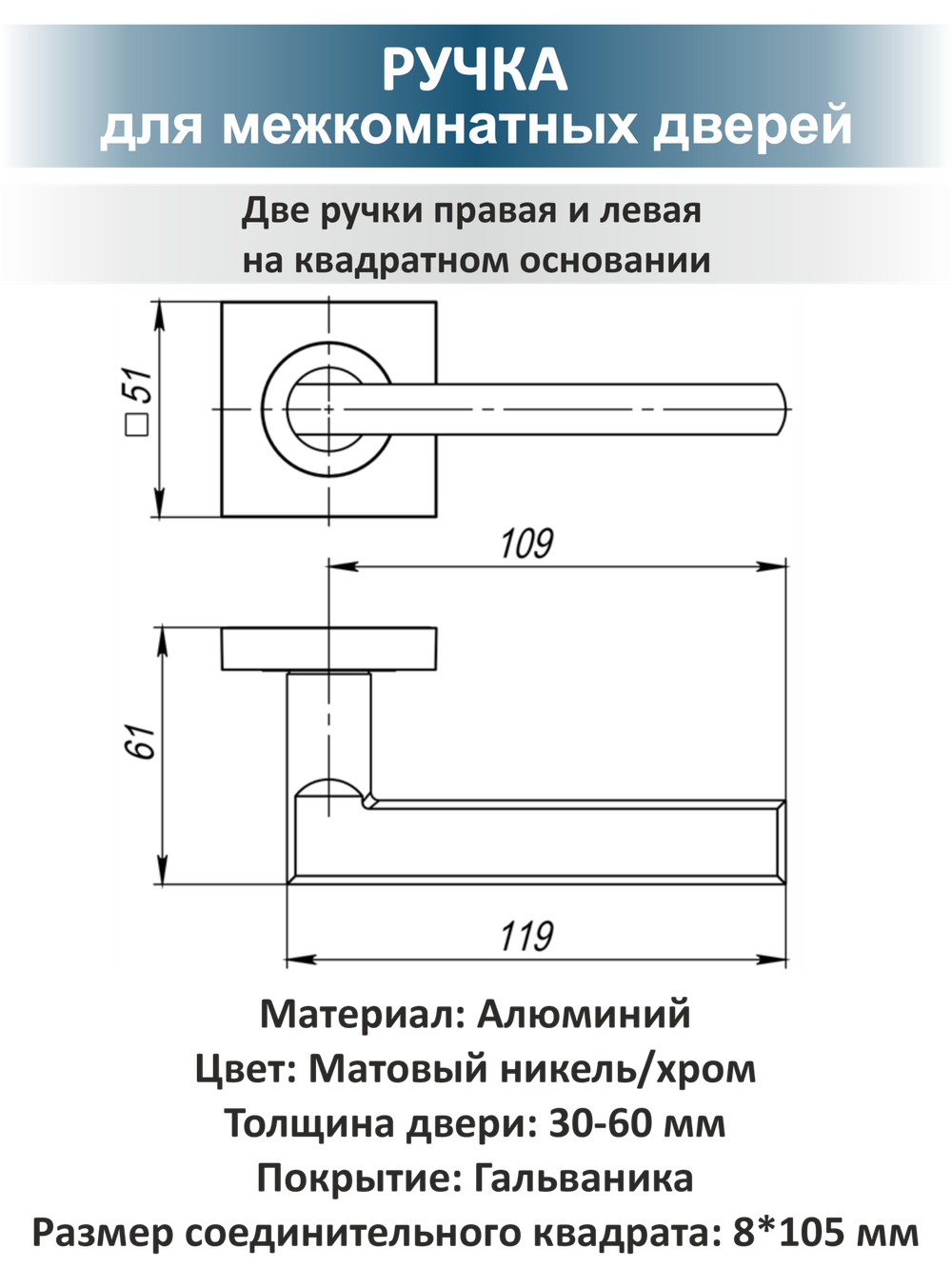 Ручка дверная межкомнатная с защелкой POLO