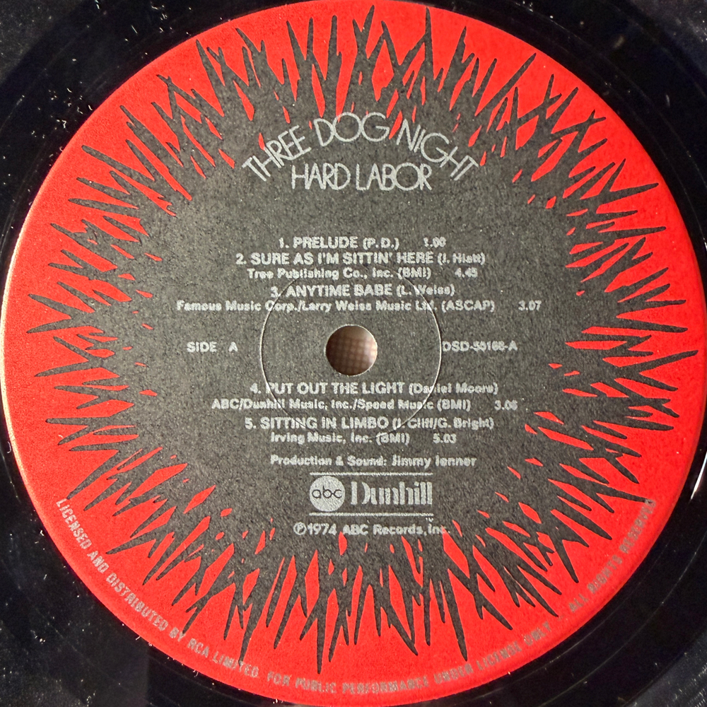 Three Dog Night ‎– Hard Labor (США 1974г.)