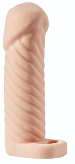 Телесная насадка-удлинитель KLEON с кольцом - 15 см. (Цвет: телесный)