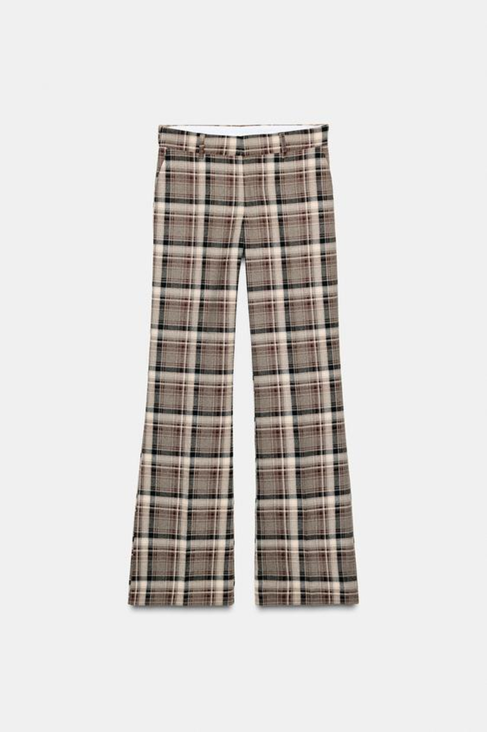 ZARA БРЮКИ В КЛЕТКУ, ХАКИ