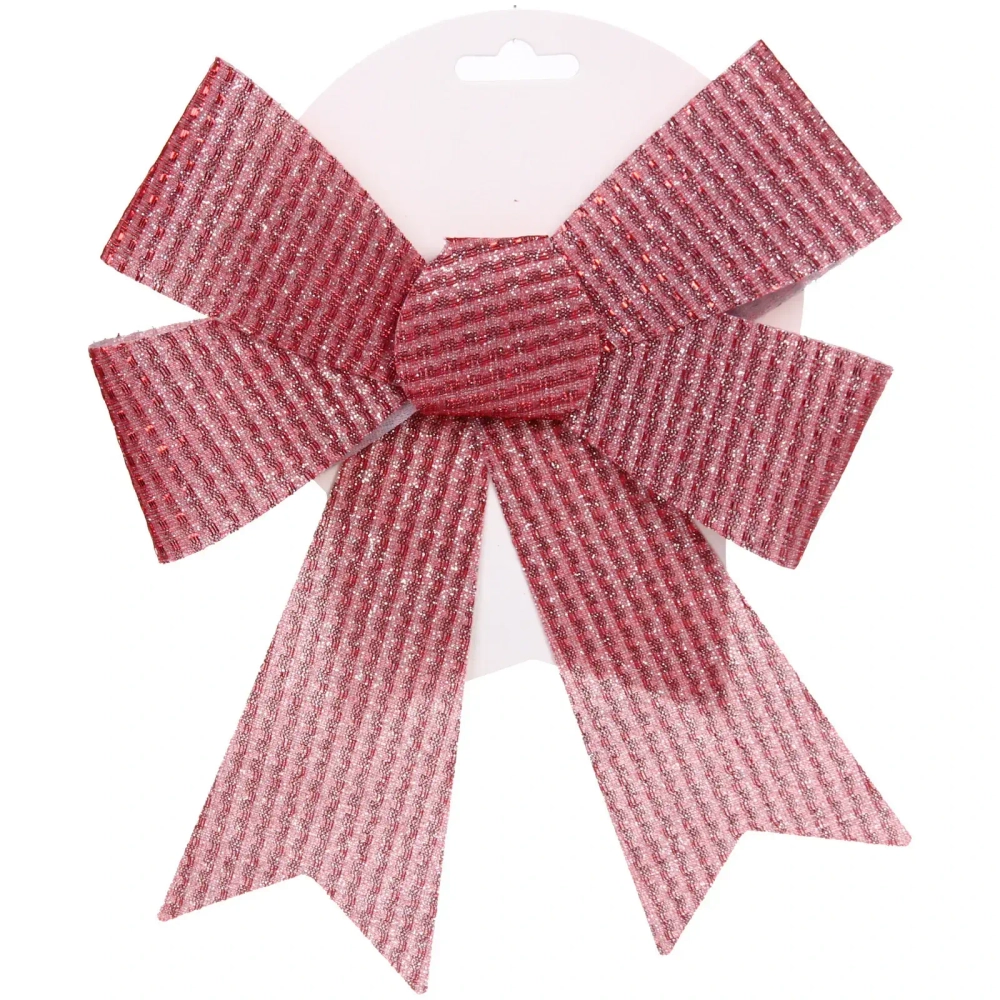 Бант на ёлку «Блестящие полосы» 17*23 см, Красный