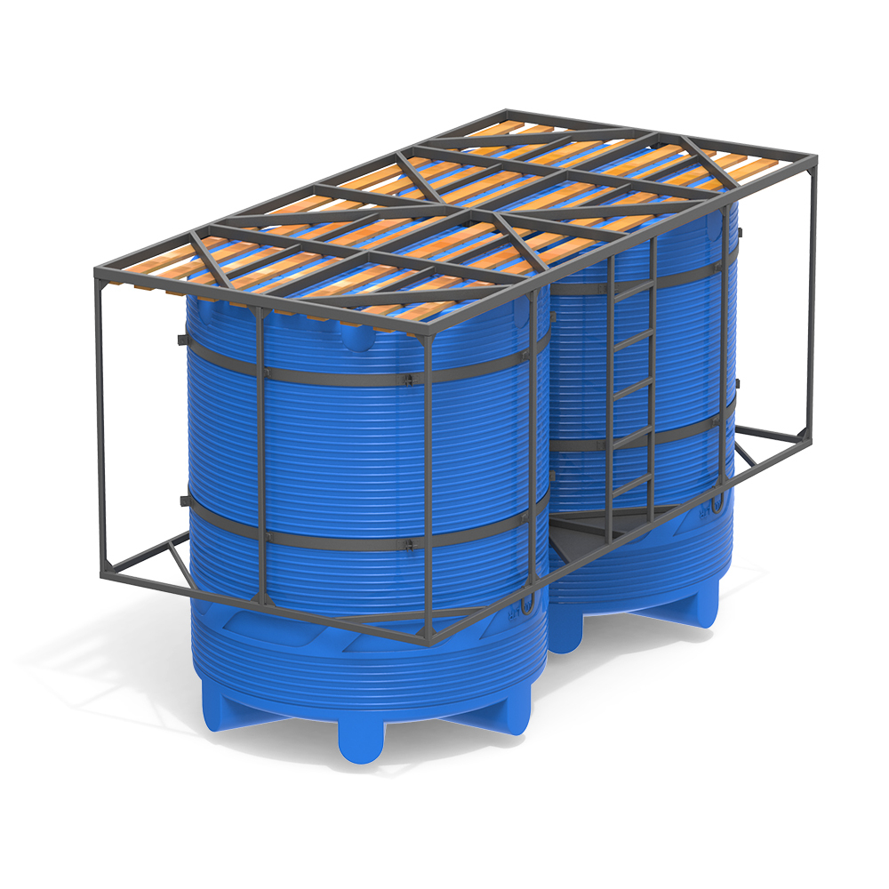 Емкости в кассетах для перевозки воды и жидких удобрений, КАС Полимер-Групп V 6000 двойная с дерев.полом 12000 л. вертикальная (3930x1980x2493см;синий) - арт.559077