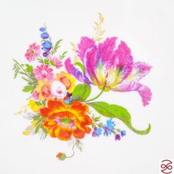 Салатник квадратный Queen's Crown Мейсенский букет 21см