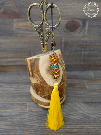 Желтый маячок с плетеной бусиной "Фарфалле"