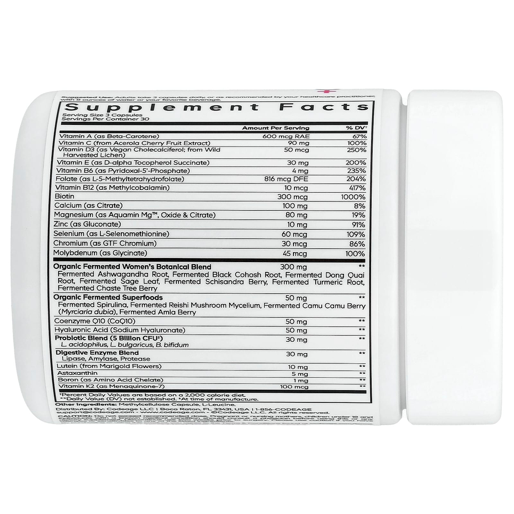 Codeage, мультивитамины для женщин старше 50 лет, 90 растительных капсул