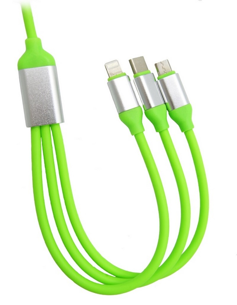 Кабель USB Union 3 в 1 для iPhone/micro/Type C (зеленый) 1m