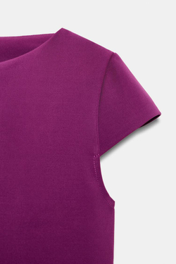 ZARA ФУТБОЛКА С КОРОТКИМИ РУКАВАМИ, ФИОЛЕТОВЫЙ