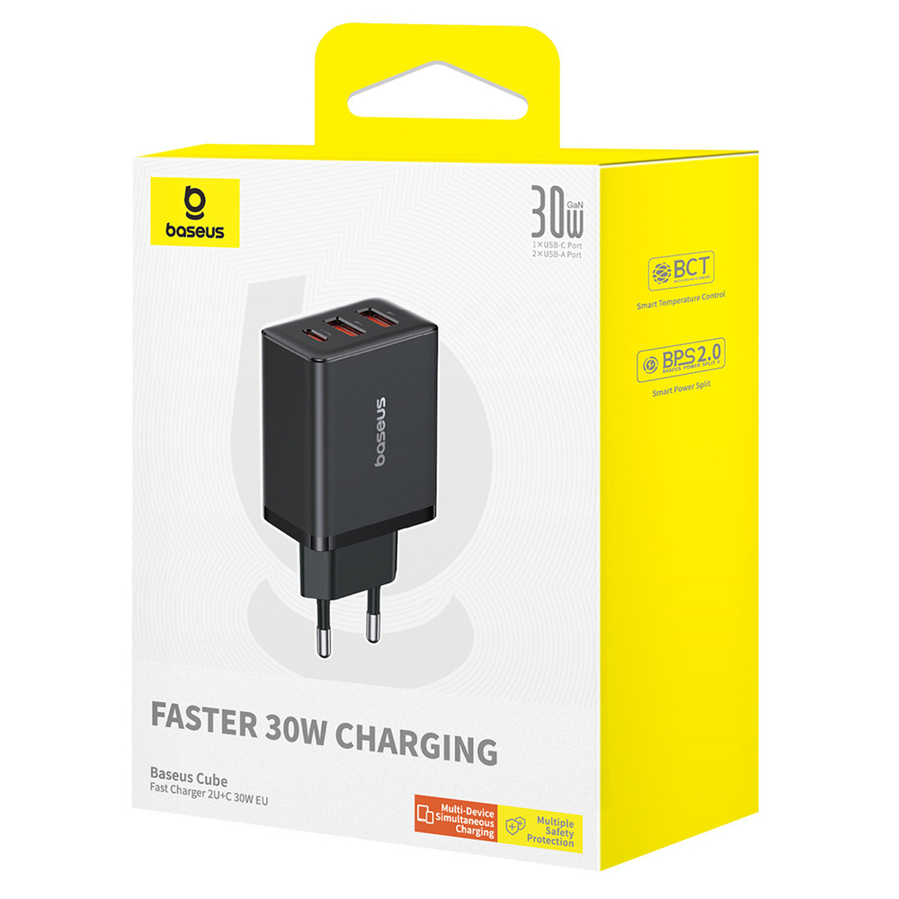 Зарядное устройство Baseus Cube GaN5 2U+C 30W - Cluster Black
