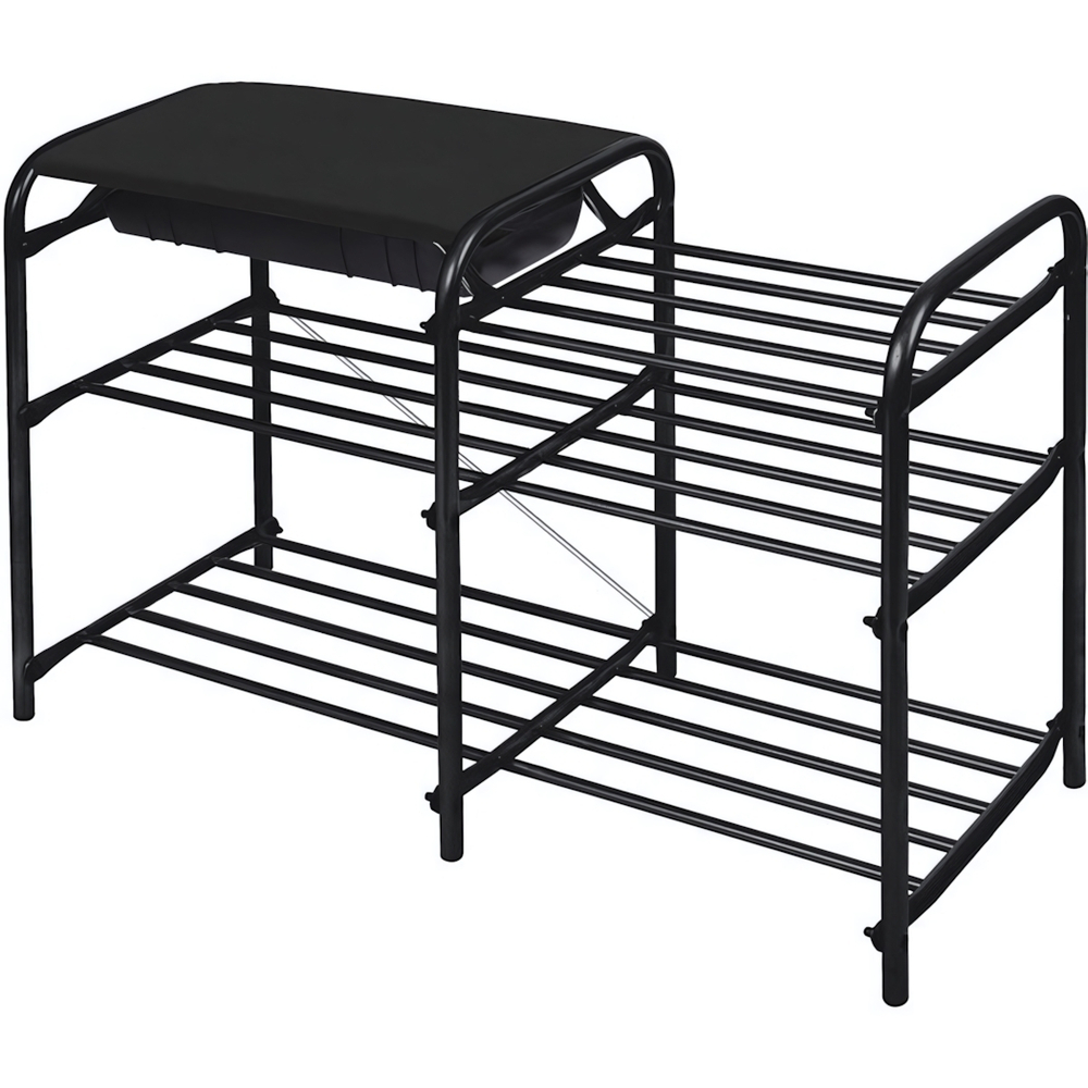 Этажерка для обуви с ящиком «Люкс» (ЭТЛ5-1/Ч черный/матовый черный)