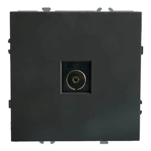 Розетка телевизионная 1-местная (механизм), STEKKER, 75 Ом, 5-862МГц, серия Эмили, RST00-5108-05, черный уголь, soft touch 49849