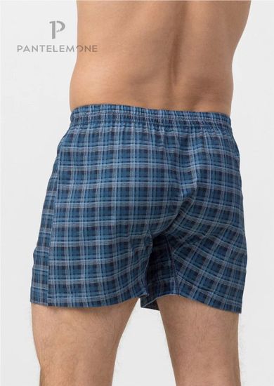 Трусы мужские семейные для больших мужчин Pantelemone PMBB-430, клетка темно-синяя