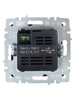 BRITE Розетка USB A+C 18Вт РЮ11-1-БрА алюминий IEK