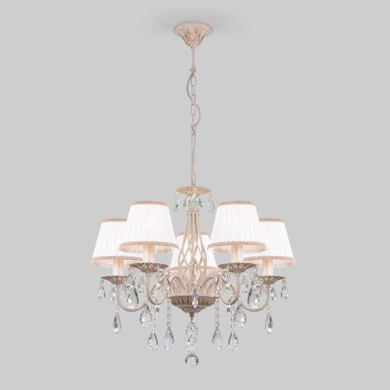 10054/5 / подвесной светильник /   белый с золотом/прозрачный хрусталь Strotskis