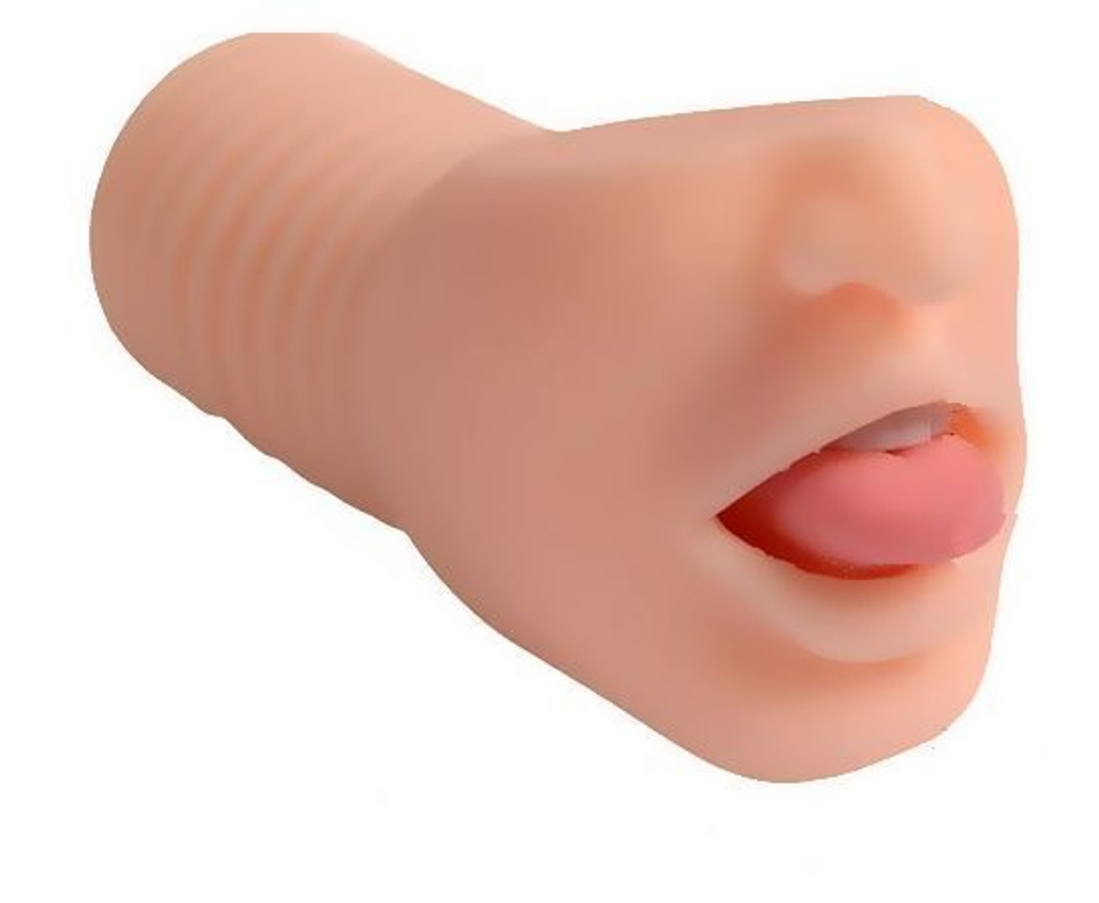 Телесный мастурбатор-ротик с язычком и зубками (Цвет: телесный)