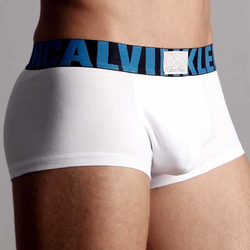 Мужские трусы боксеры Calvin Klein X Word White с синей резинкой