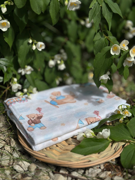 Муслиновая пеленка 2-х слойная Маленькие мишки