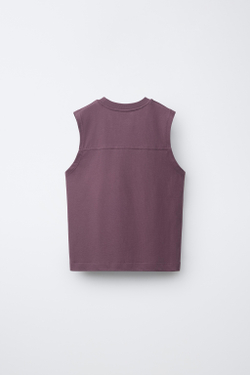 ZARA КОМПЛЕКТ ИЗ ФУТБОЛКИ И ШОРТОВ С НАДПИСЬЮ, СЕРО-ЛИЛОВЫЙ