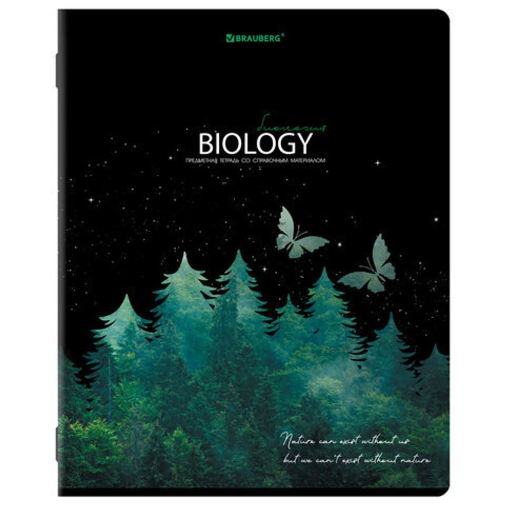 Тетрадь предметная "STARLIGHT" 48 л., глянцевый УФ-лак, БИОЛОГИЯ, клетка, BRAUBERG, 404523
