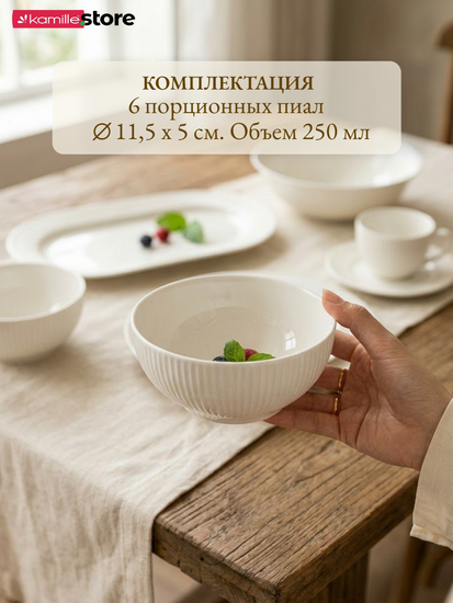 Сервиз чайно-столовый 38 предметов на 6 персон, фарфор, с рельефным орнаментом