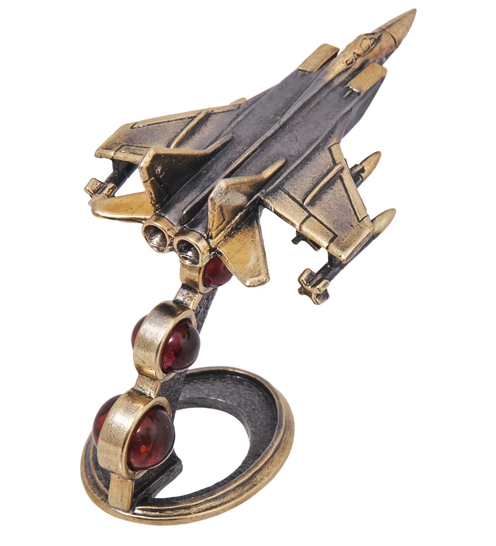 AM-4086 Фигурка «Самолет Истребитель МиГ-31» (латунь, янтарь)